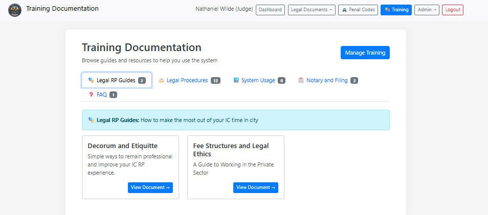 Training - Legal RP Guides