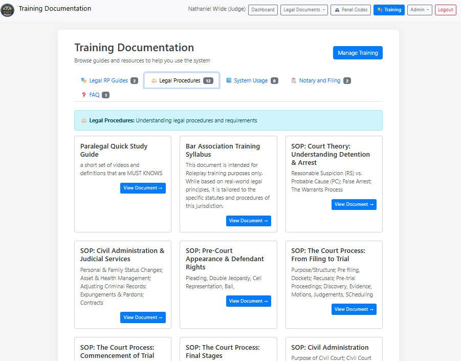 Training - Legal SOP